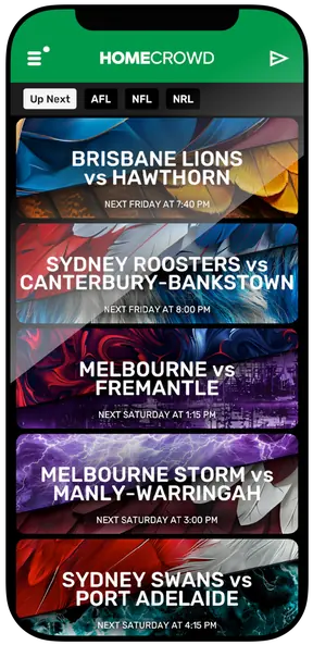 HomeCrowd app match selection screen